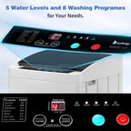 UbesGoo 15.6LBS Portable Washing Machine, Full-Automatic Electric Laundry Machine with Stainless Steel Drum,Compact Washer, Washer and Dryer Combo with Drain Pump for Apartment, Dorms, RV