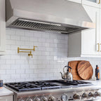 Akicon 48 Inch Range Hood Insert, Stainless Steel 8" Ducted Insert/Built-in Kitchen Vent Hood with 1200 CFM Suction, Dimmable LED Lights and Dishwasher Safe Filters, 4 Speed-Cool White