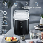 Auseo SS Nugget Countertop Ice Maker with Soft Chewable Ice, 35Lbs/24H, Self-Cleaning, Ice Scoop, Stainless Steel Silver, for Kitchen/Office/Party
