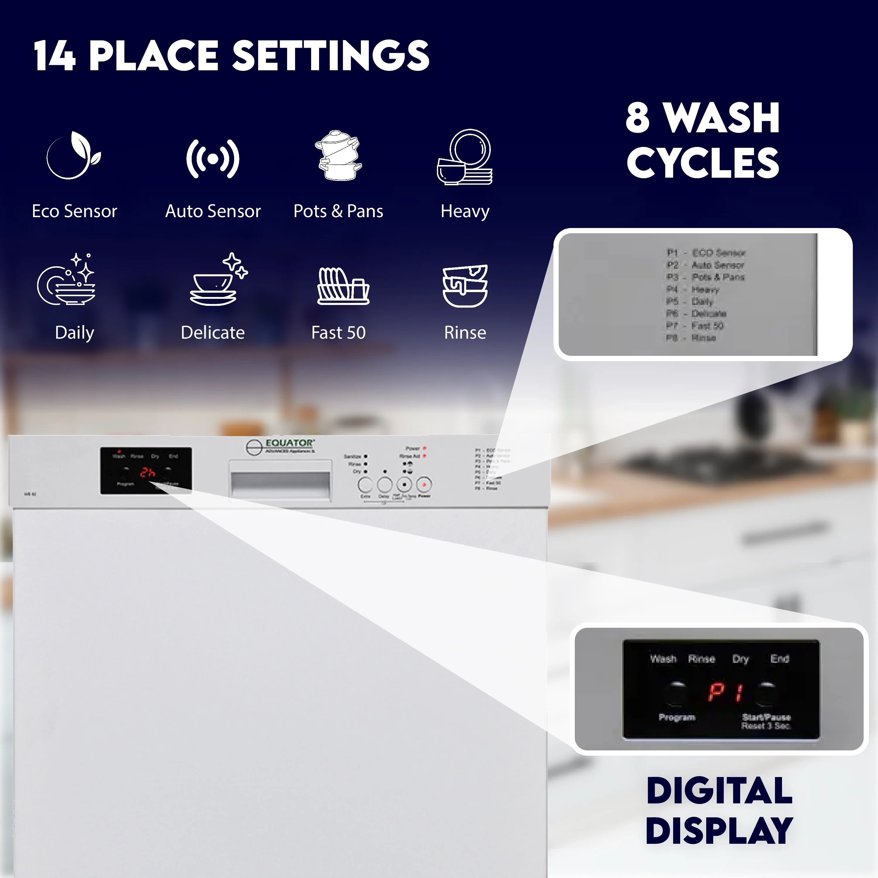 Equator Europe 24" Built in 14 place Dishwasher in Stainless
