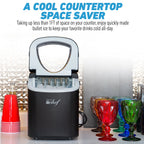 Deco Compact Countertop Ice Maker, 26LBs in 24HRs, 9 Bullet Ice Cubes Ready in 6 Minutes, Stainless Steel