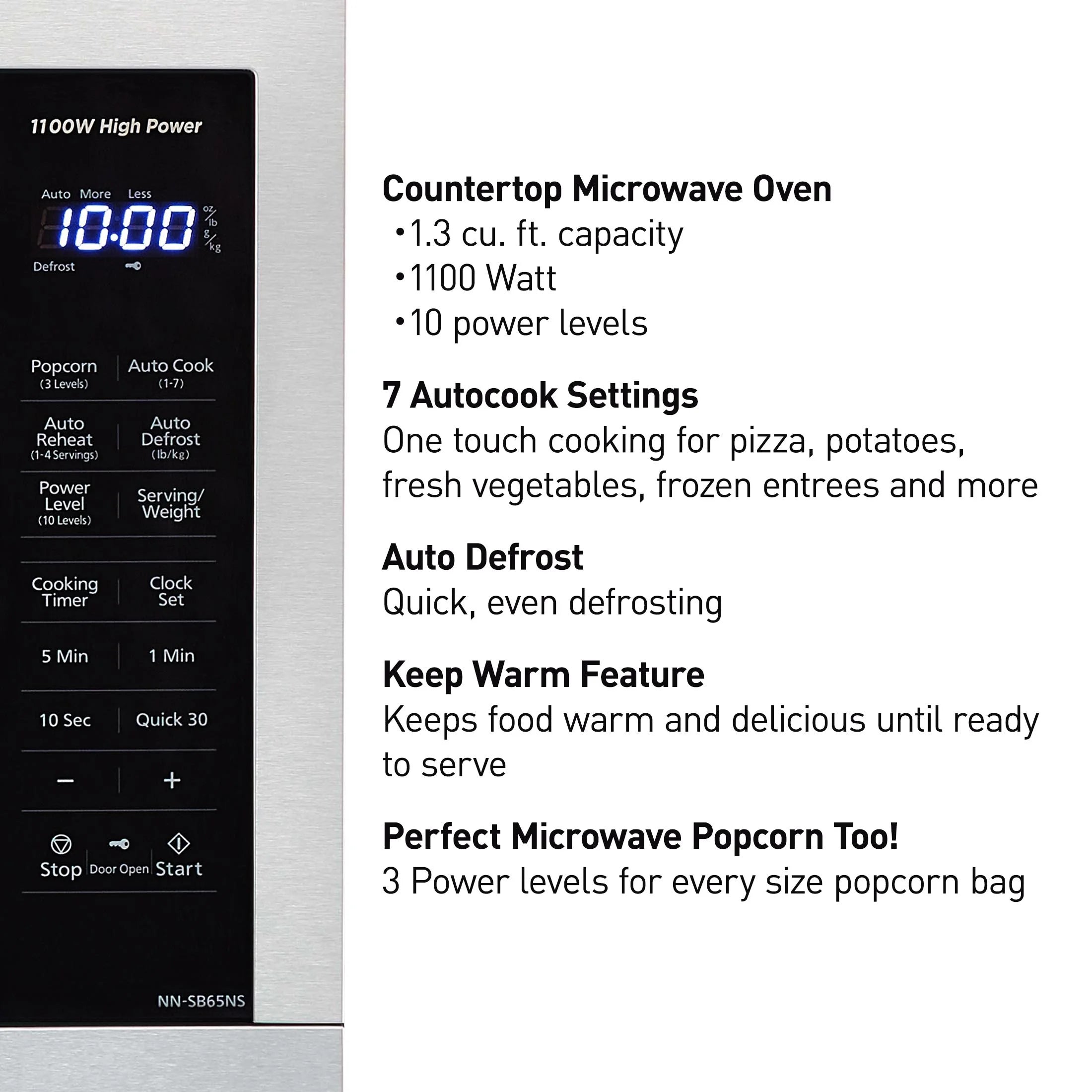 Panasonic 1.3 cu ft Countertop Microwave Oven in Glass Door