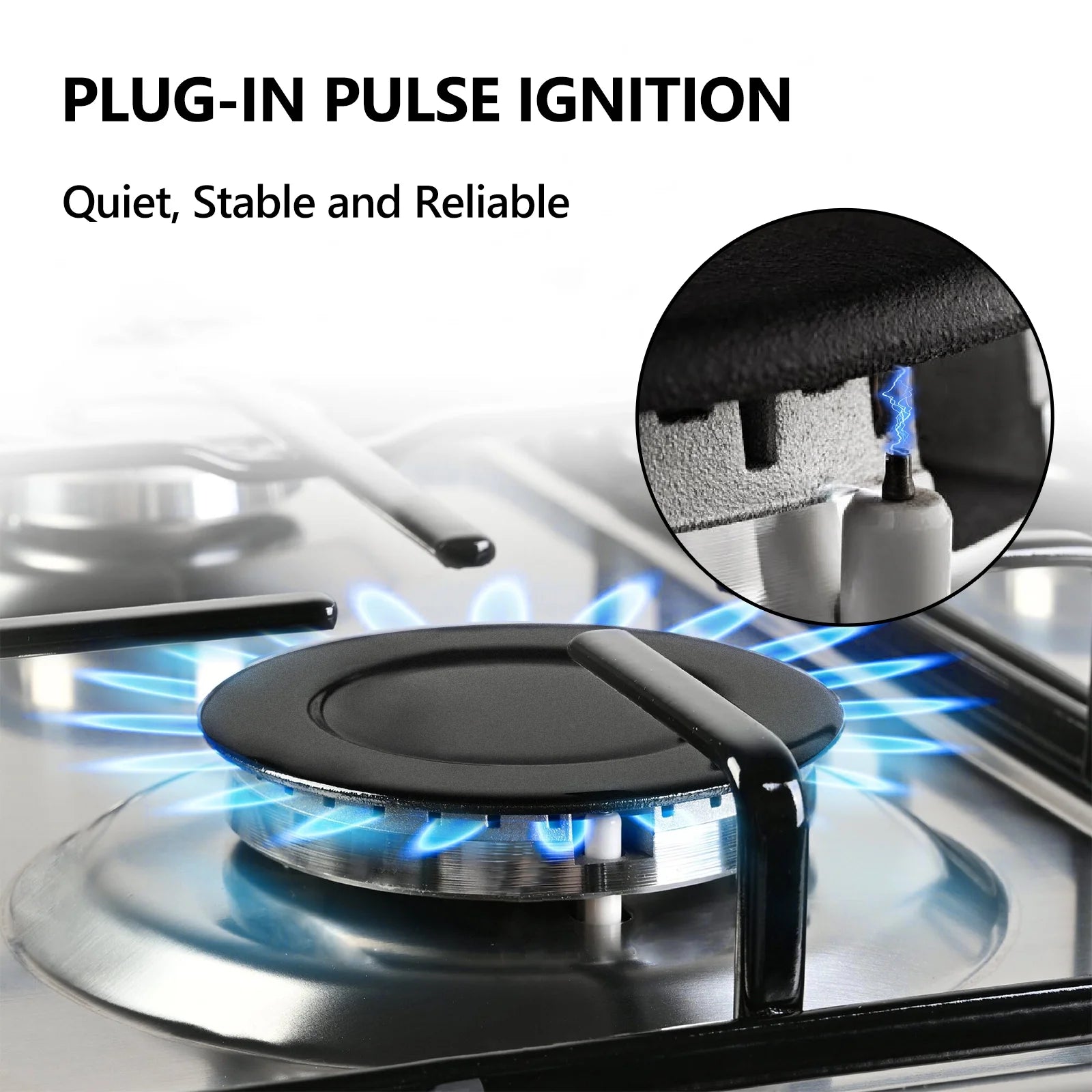 Graceall 24in Gas Stove Cooktop, Drop-in 24inch Gas Stove Top 4 Burners, NG/LPG Convertible Neutral Gas Propane Cooktop Gas Hob with Thermocouple Protection
