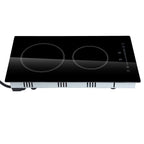 KFFKFF Electric Cooktop, 20" x 11.6" Integrated Electric Cooking Surface, 2 Burner Built-in Electric Stove with Touch Controls, Timer & Safety Lock for Any Cookware 240V 1800W