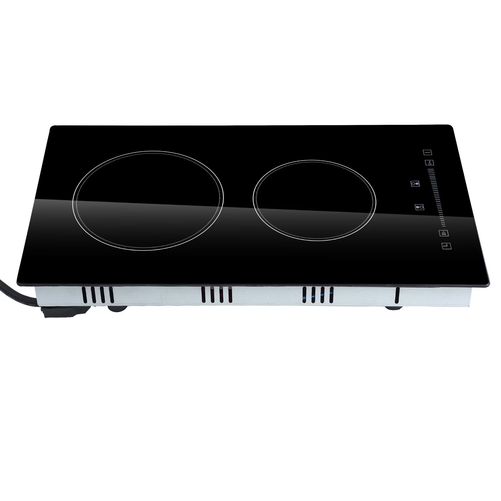 KFFKFF Electric Cooktop, 20" x 11.6" Integrated Electric Cooking Surface, 2 Burner Built-in Electric Stove with Touch Controls, Timer & Safety Lock for Any Cookware 240V 1800W