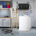 KNDKO 3.5cu.ft Compact Chest Freezer, Mini Freezer with Adjustable Temperature, 2 Removable Baskets, Top Open Door, Energy Saving, Black