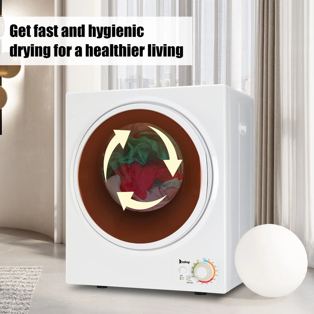 GYM25-78 Compact Portable Household clothes Dryer 1.6cuft with Stainless Steel Drum Black and White 120V MECHANICAL Control ETL Certification