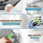 Veeboto Portable Washing Machine 15.6lbs Full-Automatic Washer, Compact Wash & Dry Combo with Drain Pump for Home, Dorms, Apart, White