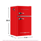 Frigidaire Retro 3.1 Cu ft Two Door Compact Refrigerator with Freezer, Red