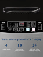 17.7 lbs Full Automatic Washing Machine with LED Display Compact Washing Machine with Drain Dump, 10 Wash Programs and 8 Water Levels Ideal for Dorms, Apartments, Grey
