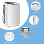 Giantex Full-Automatic Washing Machine, 1.34 Cu.ft Compact Washer w/10 Programs, 8 Water Levels & LED Panel, 9.92 Lbs Capacity Portable Cloth Washer and Spinner w/Drain Pump