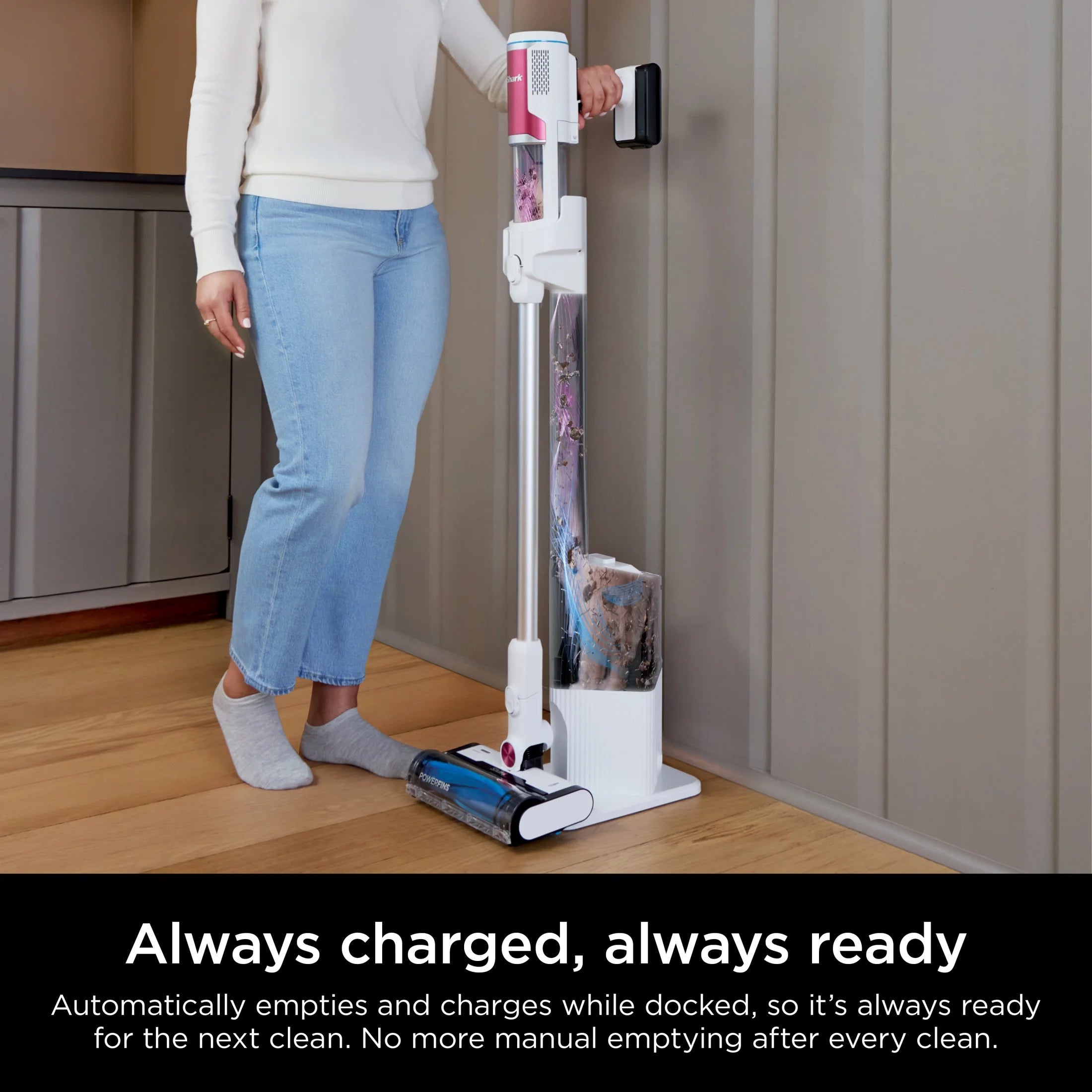 Open Box Shark Clean & Empty Cordless Stick Vacuum Cleaner- Auto Empty Base, Self Cleaning Brushroll, HEPA Filter