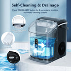Auseo SS Nugget Countertop Ice Maker with Soft Chewable Ice, 35Lbs/24H, Self-Cleaning, Ice Scoop, Stainless Steel Silver, for Kitchen/Office/Party