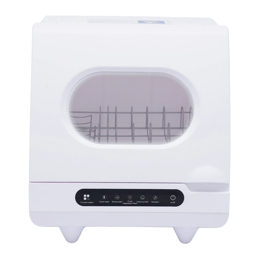 White 800W Dishwasher for Cleaning Vegetables and Fruits 15.6*15.4*16.9in Wash 6 Sets of Tableware at Once