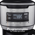 Hamilton Beach Front Fill 14-Cup Programmable Drip Coffee Maker Machine with Glass Coffee Pot, Cafetera, Black