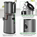YPONE Cold Press Juicer, Masticating Juicer with 5.4" Wide Feed Chute, 350w Slow Juicer Machines Fit Whole Vegetables and Fruits,Juice Extractor Machine with High Juice Yield, Easy to Clean(Black)