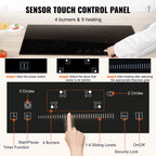 BENTISM Built-in Electric Cooktop Radiant Ceramic Cooktop 4 Burners 30.3x20.5 inch