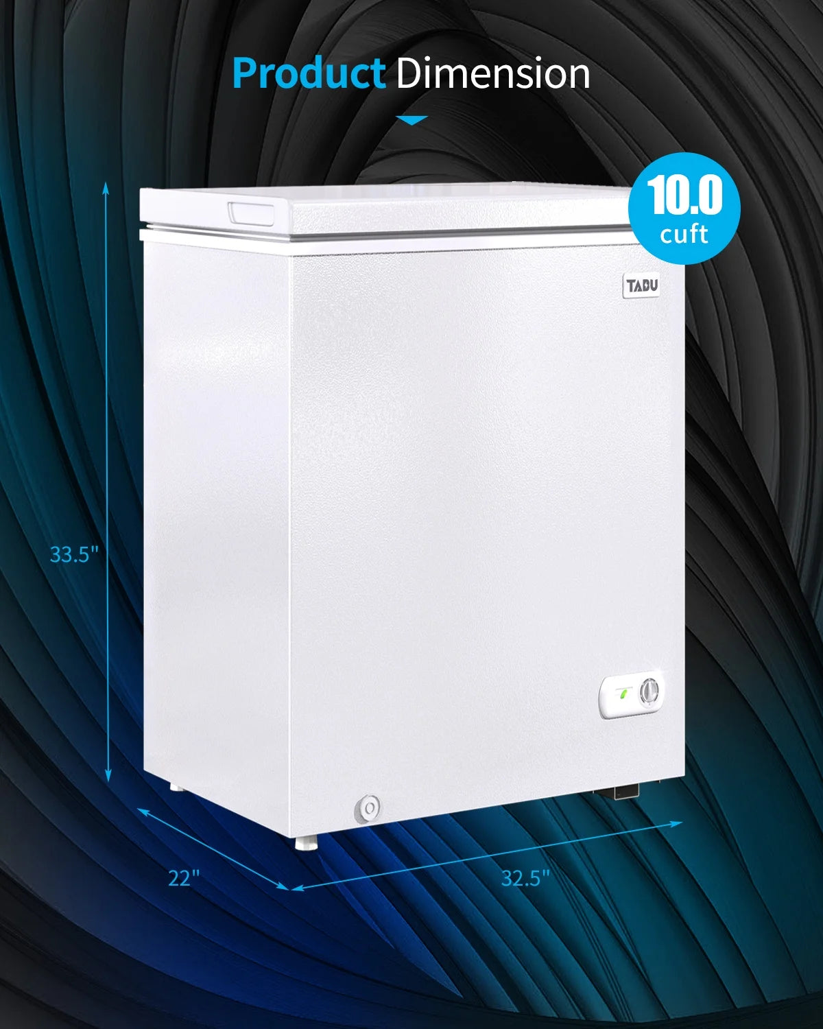 TABU Chest Freezer, 10.0 Cu ft Deep Freezer with Removable Basket, Adjustable Temperature, Compact Freezer with Top Open Door (White)