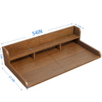 Wood 2-Tier Washer Dryer Countertop with Edge Rails, 54" W x 27.5" D Washer and Dryer Topper for Laundry Room Organization and Storage, Walnut