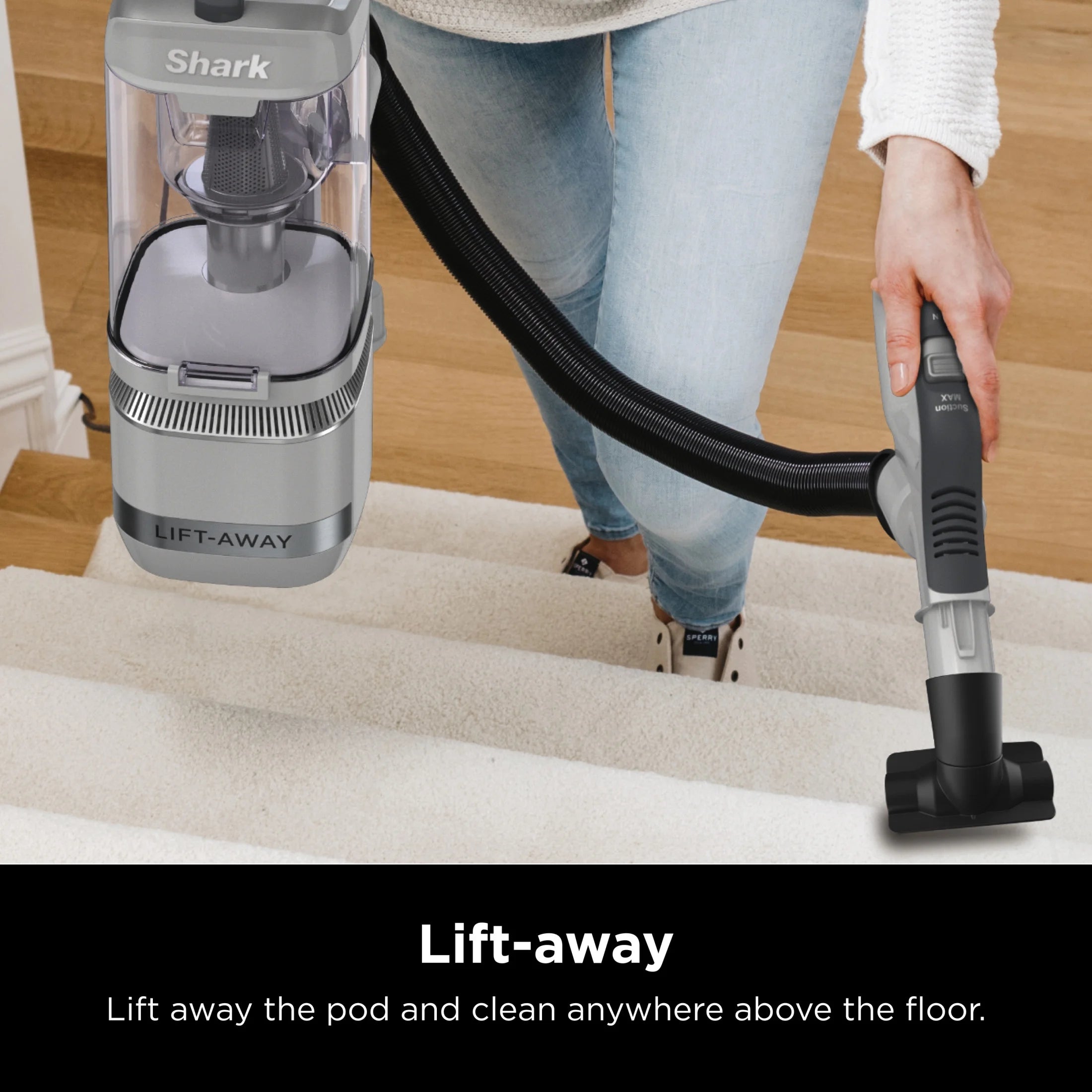 Shark Bagless Upright Vacuum, Navigator Advanced Lift Away with Powerful Hair Pickup, Crevice and Upholstery Tool, Anti Allergen Seal, Easy to Empty, Large Dustbin, Grey, LA300
