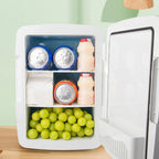 FYHALE Mini Fridge with Freezer, 15 L/21 Can Personal Refrigerator, Portable Cooler &Warmer, Beverage & Skincare, 110V/12V, Silver