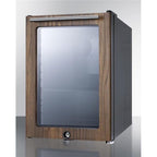 Summit Appliance SCR114LWP1 Compact Beverage Center with Wooden Glass Door Trim