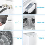 Smad Compact Washing Machines 1.7 Cu ft Single Use in Schools and apartments 12lbs White Washer