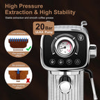 20 Bar Espresso Machine with Milk Frother, Single & Double Shot, ESE Pod Compatible, Removable Water Tank for Cappuccino, Latte, & Machiato for Home Barista