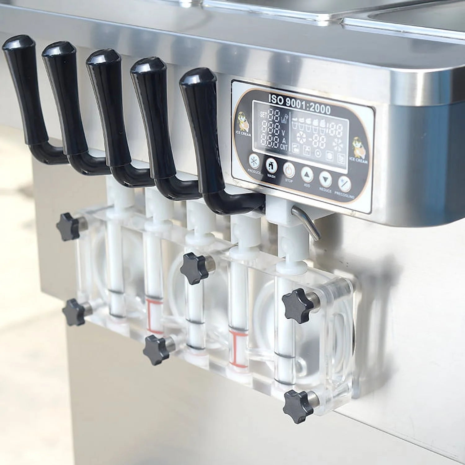 Kolice Commercial ETL 5 Flavors Soft Serve Ice Cream Machine,gelato soft ice cream maker -5 Different Discharge Nozzles,Upper Tanks Refrigerated