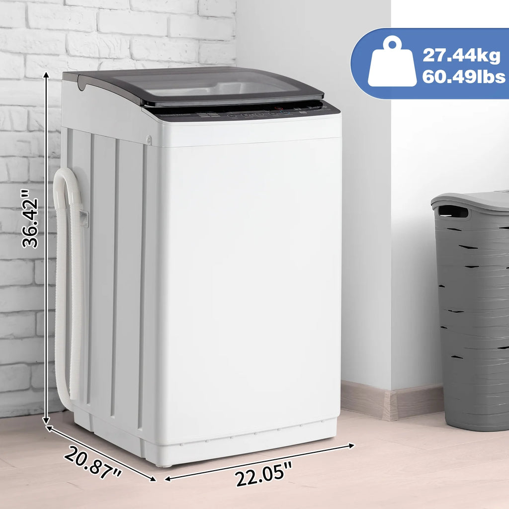 UbesGoo 15.6LBS Portable Washing Machine, Full-Automatic Electric Laundry Machine with Stainless Steel Drum,Compact Washer, Washer and Dryer Combo with Drain Pump for Apartment, Dorms, RV