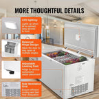 Choco Moon Large Capacity 14.5 Cu.ft Chest Freezer, 345L Storage, 4 Slide-Out Baskets, Lockable Lid, 8 Temp Control Levels, Energy-Efficient LED Lights, 6 Swivel Casters for Easy Mobility