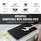 KFFKFF 5 Burner Electric Ceramic Cooktop, Built-in Countertop Burners, 36" Electric Range, 8600W, with Touch Control, Timer, Safety Lock, 9 Power Levels, 220-240V, Direct Wiring Required