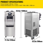 SHENGJINSH Pre-cooled Commercial Ice Cream Machine, 3 Flavors Countertop Soft Serve Ice Cream Maker