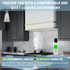 Akicon Range Hood 36 Inch, Ultra Quite Stainless Steel Kitchen Hood, Wall Mount Square Vent Hood with LED Light and Dishwasher-Safe Filters, Hood Vents for Kitchen, 3 Speeds, 600 CFM (AK-HS36HB-SWG)