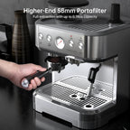 Espresso Machine with Milk Frother and Grinder, 2.5L Water Tank, Brushed Stainless Steel