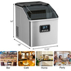 Resenkos Ice Maker Machine, Machine for Making Ice Cubes, 48 lbs Stainless Self-Clean Ice Maker with LCD Display