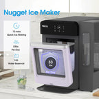 VECYS Nugget Ice Maker with Steel Trim, 33LBS/Day Self-Cleaning