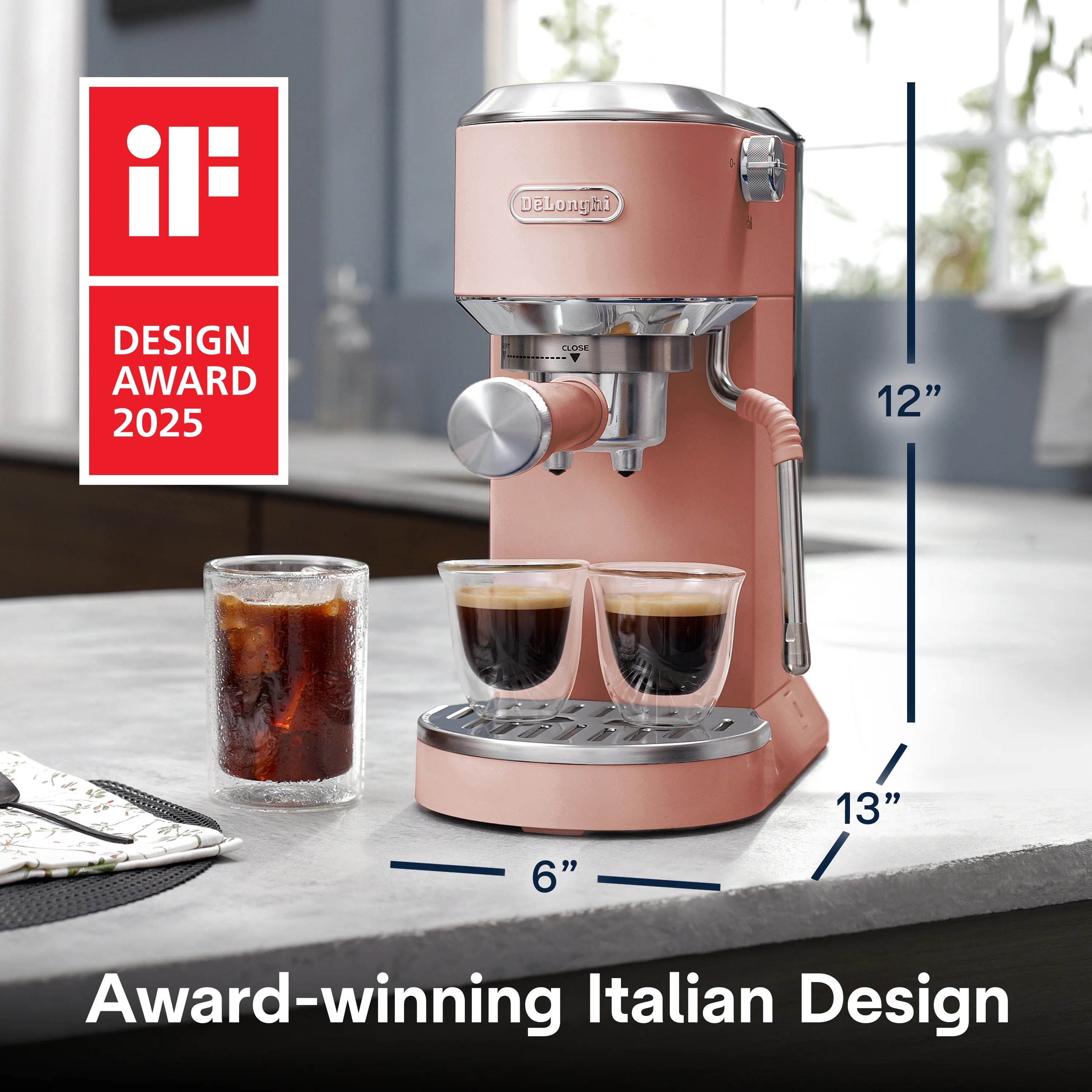 De'Longhi Dedica Duo Espresso Machine, Compact Size with Built in Frother for Latte Art, Brew Espresso, Cold Brew, Lattes & More, Stainless Steel