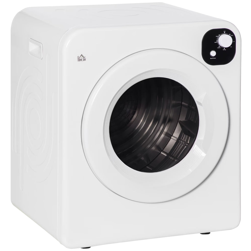 Clothes Dryer HOMCOM Portable Clothes Dryer, 120V 1300W Compact Laundry Dryer with Intelligent Drying, 3.2 cu.ft Stainless Steel Drum, Front Load Electric Dryer for Apartments, Dorms, RVs, White,Elec