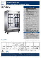 Heavy Duty Commercial 47 cu ft Stainless Steel Glass Door Reach-In Freezer (2 Door)