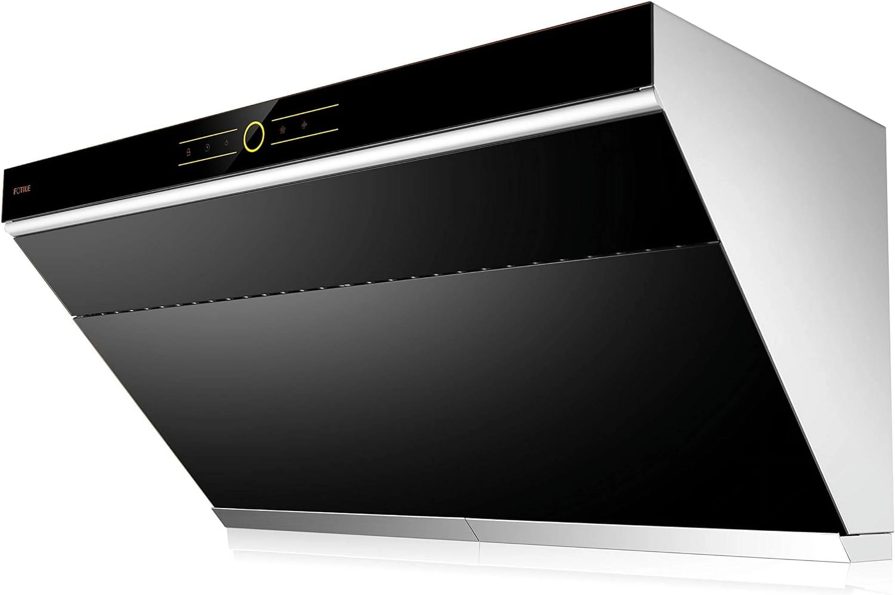 FOTILE JQG9001 Slant Vent Series 36" 850 CFM Under Cabinet or Wall Mount Range Hood with 2 LED lights and Touchscreen in Onyx Black Tempered Glass