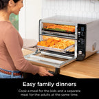 Ninja 10-in-1 Air Fryer, Double Door Toaster Oven with FlexDoor, FlavorSeal & Smart Finish, Rapid Top Convection and Air Fry Bottom, Bake, Toast, Air Fry, Pizza and More, Stainless Steel, DCT400
