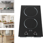 Electric Ceramic Cooktop with Timer,2 Burners Built-in Radiant Electric Stove Top with Child Safety Lock,24 Inch Electric Cooktop with Sensor Touch Control (9 Power-2 Burners)