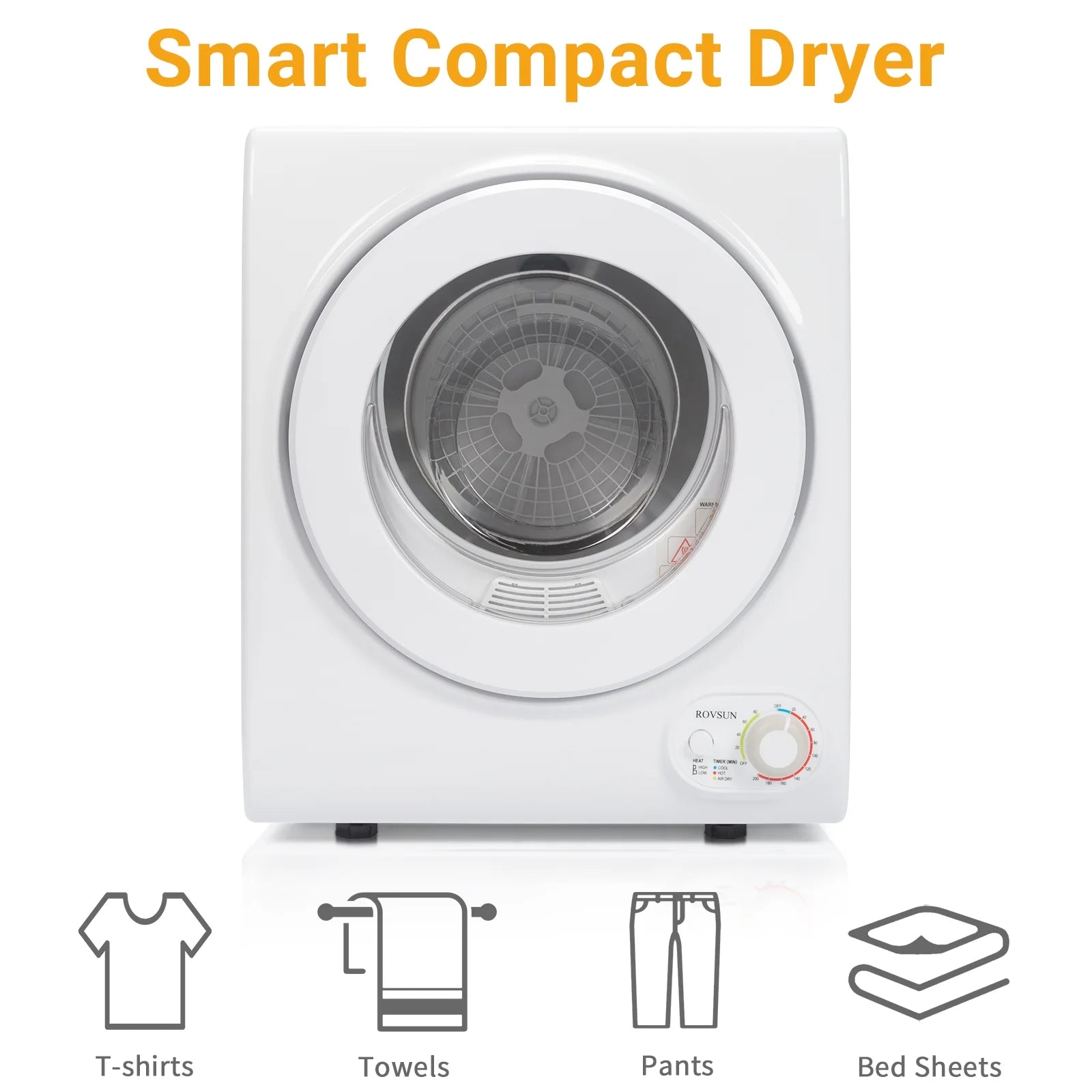 RovSun 110V White Stainless Steel Electric Tumble Dryer