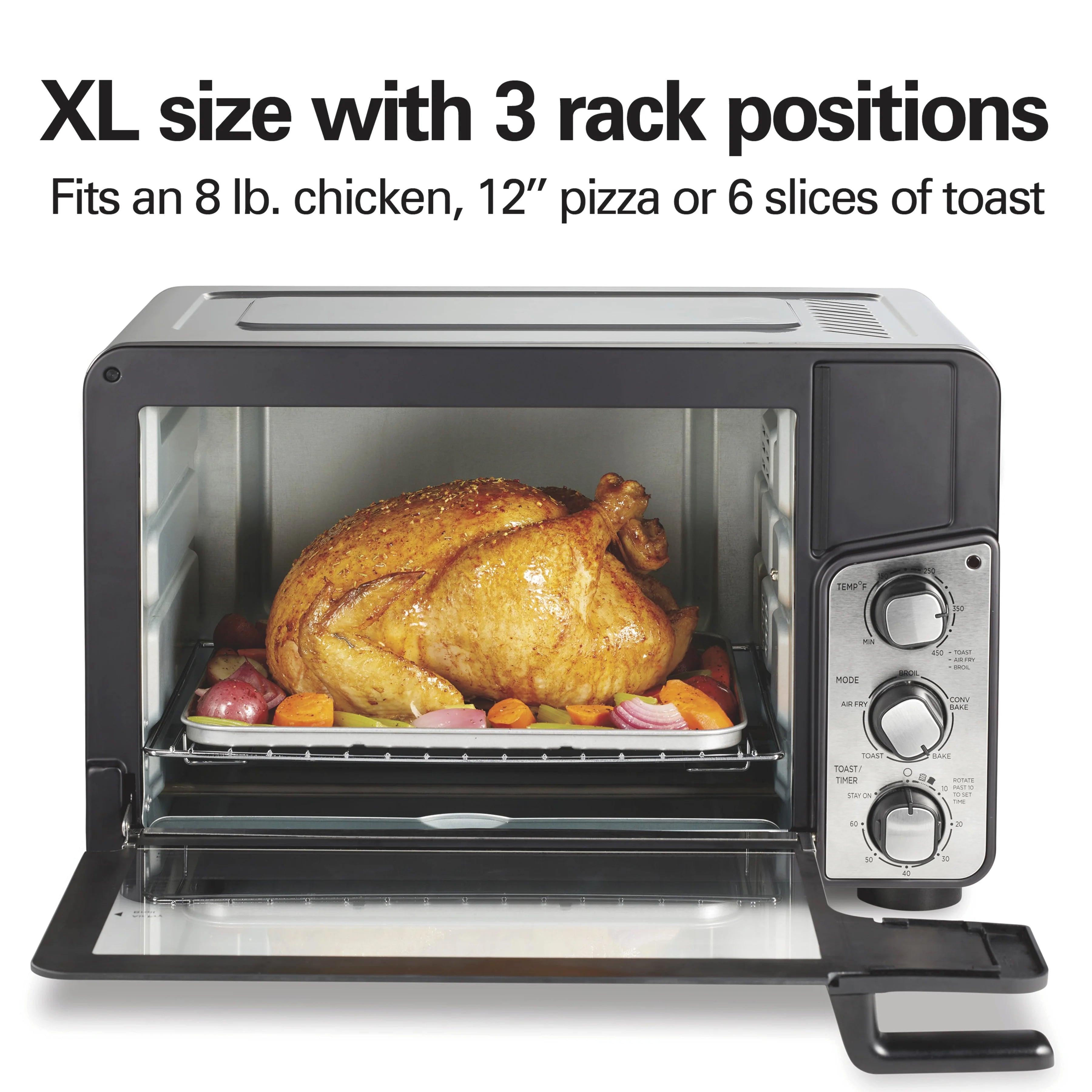 Hamilton Beach Easy View XL Toaster Oven with Sure-Crisp? Air Fry, 1750W, 6 Slice Capacity, 31460