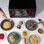 Farberware Stainless Steel Countertop Microwave Oven with Child Lock, 1.1 Cu Ft Black Stainless