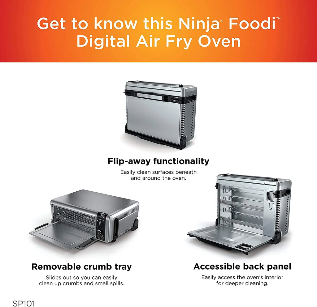 Restored Ninja SP101SI Foodi 8-in-1 Digital Air Fry, Large Toaster Oven Steel (Refurbished)