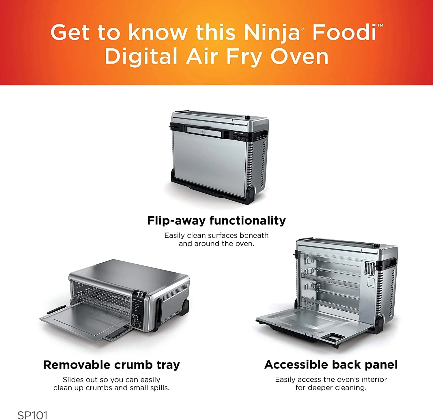 Restored Ninja SP101SI Foodi 8-in-1 Digital Air Fry, Large Toaster Oven Steel (Refurbished)