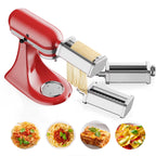 TOCOKEID 3Pcs Stainless Steel Pasta Attachment for KitchenAid Stand Mixer Included Dough Sheet Roller, Spaghetti Cutter and Fettuccine Cutter Maker