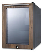 Summit Appliance SCR114LWP1 Compact Beverage Center with Wooden Glass Door Trim